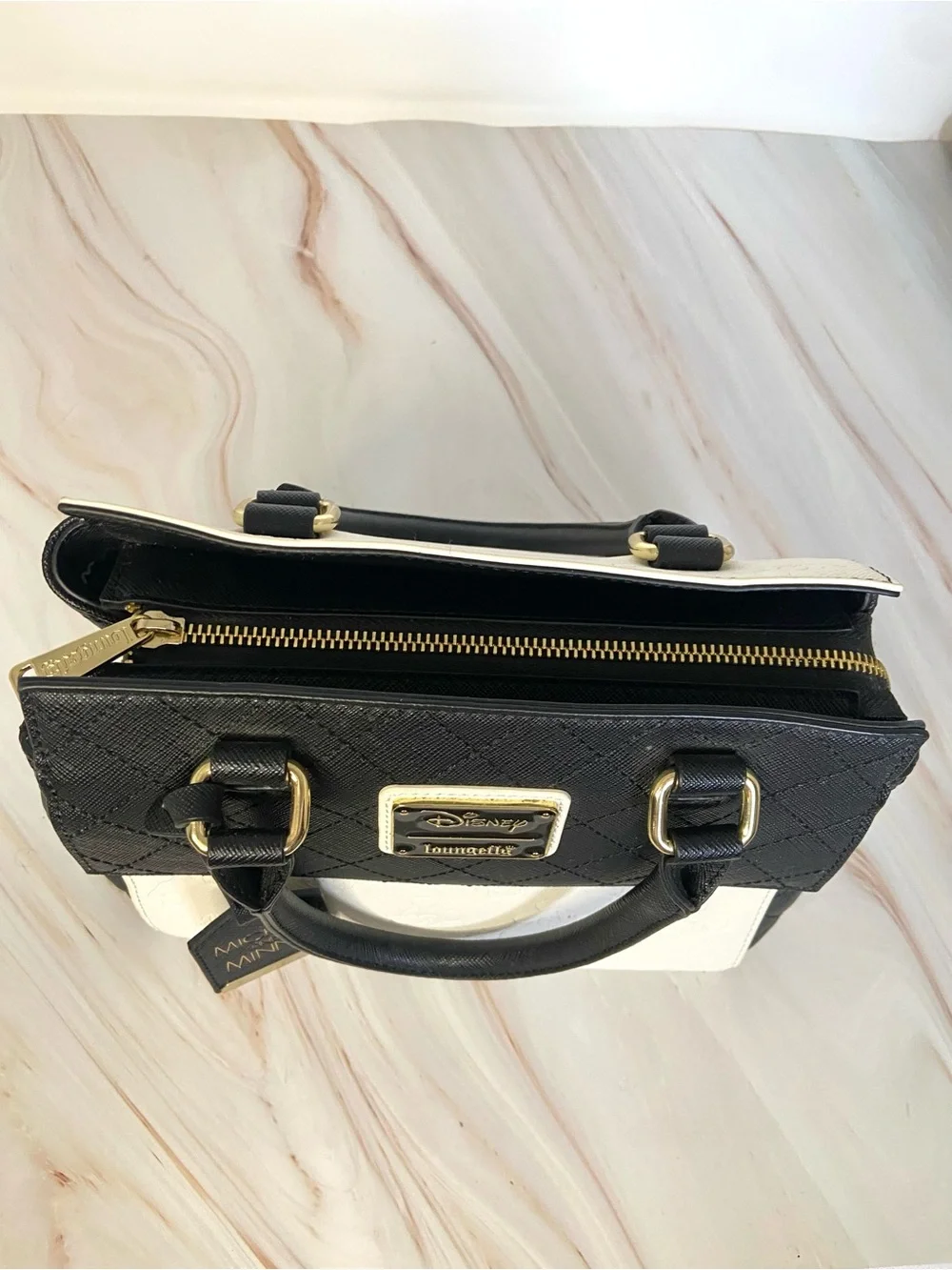 Loungefly Black and White Mickey & Minnie Satchel